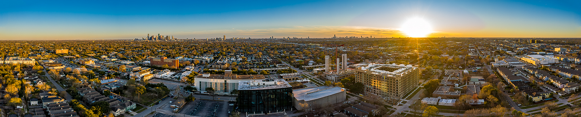 Aerial Panoramic view of The Houston Heights 