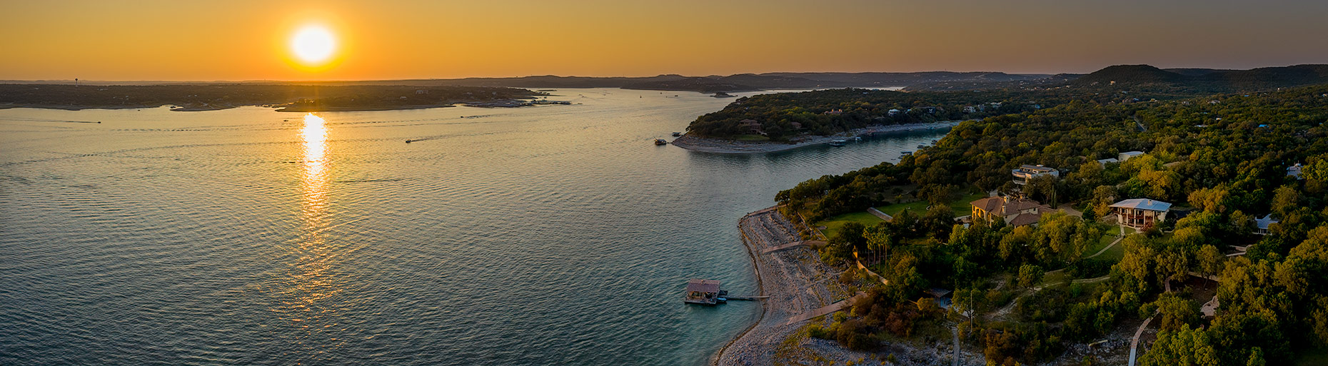 Aerial View of Lake Travis, from Volente, Texas on The Northern Shore