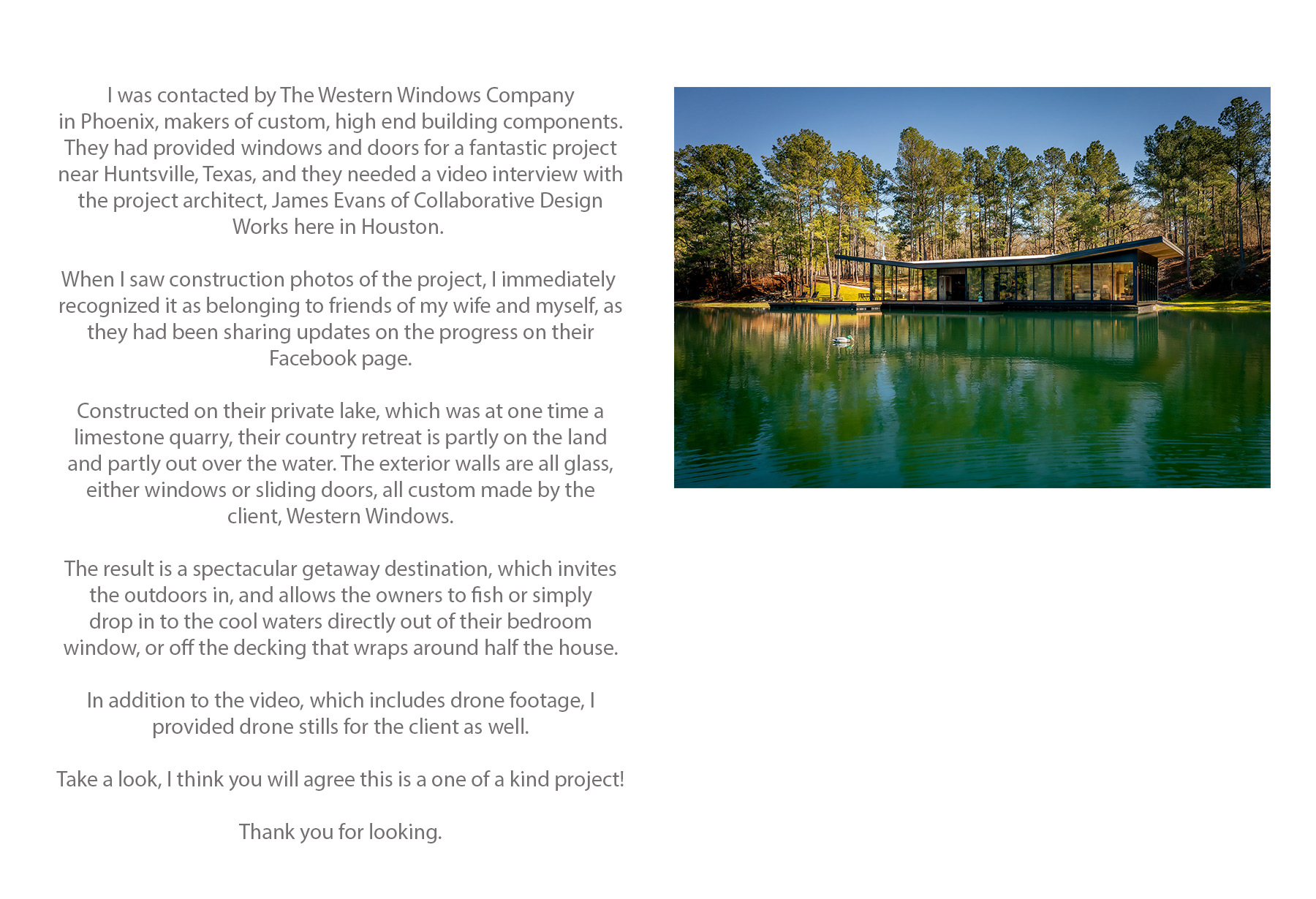 western Windows "Floating Pavilion" Video Project First Page